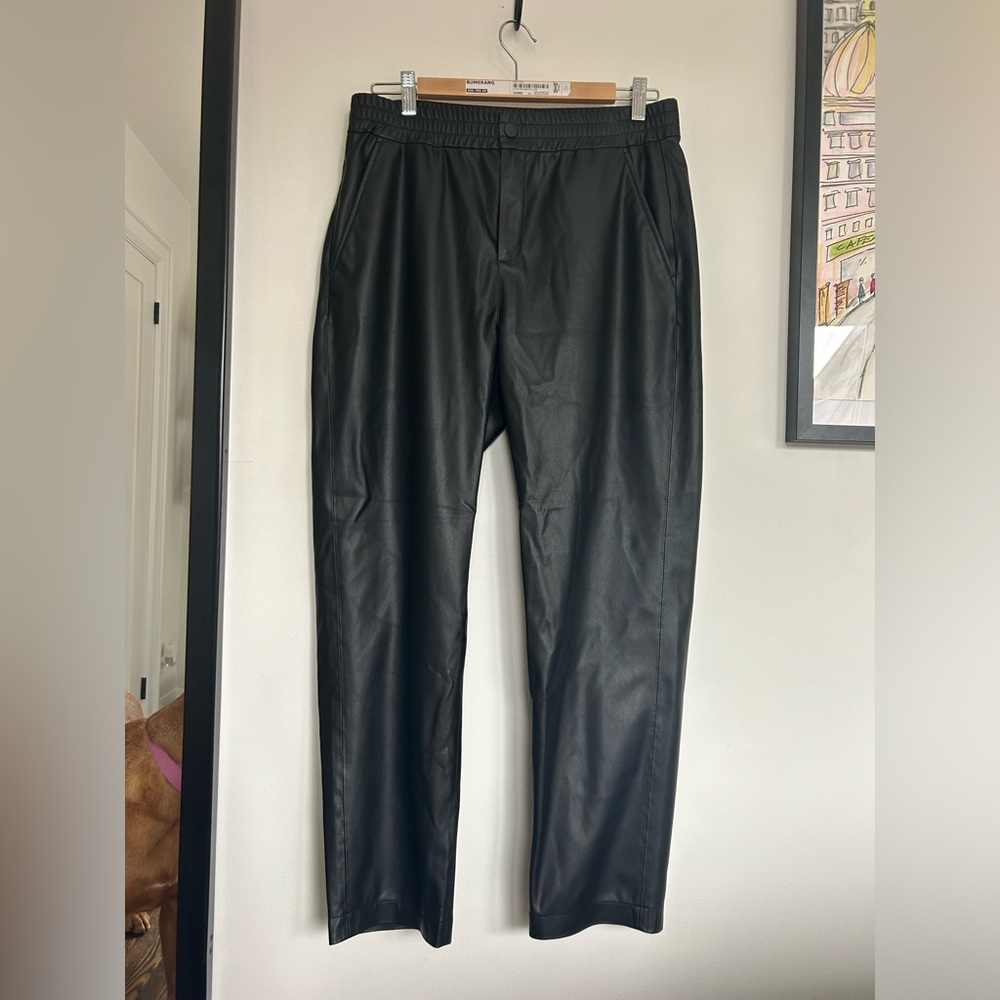 Black faux leather pants